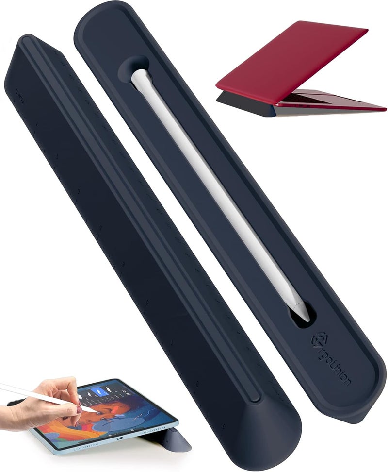 ergounion 3 in 1 Silicone Laptop Stand, Keyboard Riser for Ergonomic Typing/Reading, Portable Laptop Cooling Stand, for Home Office School and Travel, Oval Base, Midnight - Image 1